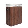 Double-Lattice Bamboo Folding Basket Body with Cover Dark Brown Slim Laundry Baskets Dirty Laundry Hamper Basket Home Corner Bin MITPATY view 1