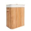 Double-Lattice Bamboo Folding Basket Body with Cover Wood Color Slim Laundry Baskets Dirty Laundry Hamper Basket Home Corner Bin MITPATY view 1