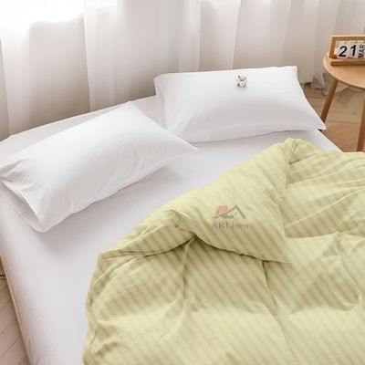 ARlinen 1 Piece Cal-King Duvet Cover 96x102 Inches, 100% Cotton, Breathable and Ultra Soft Ivory Stripe Comforter Cover with Zipper Closure and 4 Corner Ties