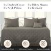 Southshore Fine Living, Inc. Twin Daybed Comforter Set, 6-Piece Twin Bedding Set with Daybed Cover, 3 Pillow Shams, Bed Skirt, Throw Pillow - Day Bed Quilt Set, Brickyard Dark Taupe view 2