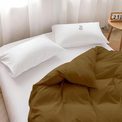 ARlinen 1 Piece Oversize King Duvet Cover 98x120 Inches, 100% Cotton, Breathable and Ultra Soft Taupe Solid Comforter Cover with Zipper Closure and 4 Corner Ties