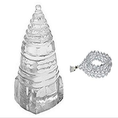 finaldeals Combo Sphatik Shri Yantra Pyramid Crystal Pyramid Shree Yantra 36 Gram with 108 + 1 Beads Sphatik Mala