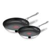 Tefal x Jamie Oliver Nonstick Coated Stainless Steel Pans 9.5" & 11", Induction Compatible, Oven Safe up to 500F, Chef's Stainless Steel Skillet, Frying Pan, Silver view 1