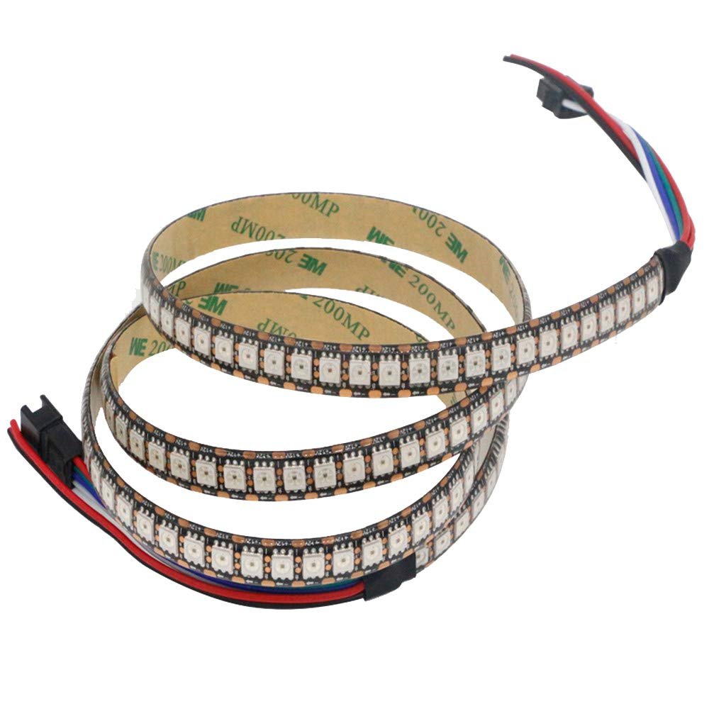 ws2815 DC12V RGB LED Pixels Strip Light Individually Addressable LED Dual-Signal IP30 1m 144LEDS Pixels Black FPC