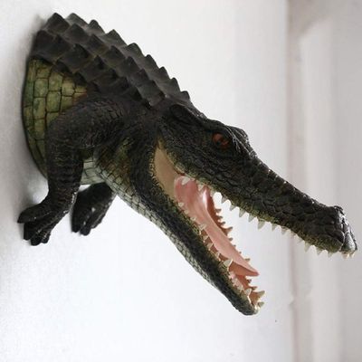 ZTIANEF Sculpture Appreciation Bust Head Sculptures Busts Simulation Animal Resin Crocodile Head Hanging Wall Mural Decorations Large Gardening Ornaments Statue Sculpture