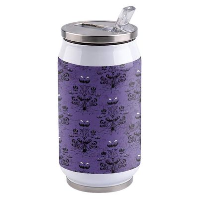 10oz Stainless Steel Tumbler with Lid & Straw-Double Wall Vacuum Insulated Travel Mug,Halloween Decor Ghost Face Purple Pattern Water Bottle Coffee Beverage Drinks Cup for Adults Kids