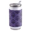 10oz Stainless Steel Tumbler with Lid & Straw-Double Wall Vacuum Insulated Travel Mug,Halloween Decor Ghost Face Purple Pattern Water Bottle Coffee Beverage Drinks Cup for Adults Kids view 1