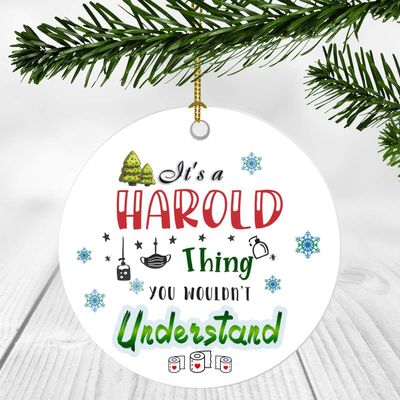 2020 Christmas Ornament Quarantine  It's a Harold Thing I Wouldn't Understand - Elegant Decoration Suitable For Indoors And Outdoors, Ornament 3" Plastic Circle With Name Harold