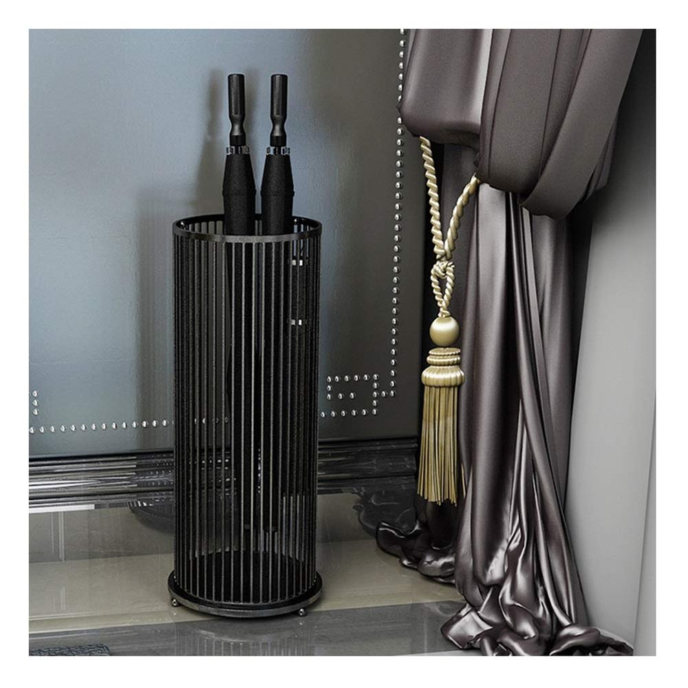 Umbrella Racks WXYZ Umbrella Stand for Home Entrance, Large-Capacity Hotel Lobby Umbrella Bucket, Can Store Long and Short Umbrellas, White Black Gold Pink 58x22cm (Color : Black)
