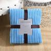 XMZFQ Flannel Bed Blanket Throw Solid Color Stripe Home Office Nap Blanket Comforter Microfiber Bedspread Blanket for Bed Couch Sofa Chair Fall Nap Travel,Sky Blue,70X100cm view 2