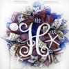 Artisan nautical, coastal everyday year round wreath with monogram letter H (most letters available), starfish & sand dollar for outdoor or indoor decorations. Wreath is very full, measures 18x18x6 view 3