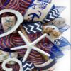 Artisan nautical, coastal everyday year round wreath with monogram letter H (most letters available), starfish & sand dollar for outdoor or indoor decorations. Wreath is very full, measures 18x18x6 view 4