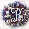 Artisan nautical, coastal everyday year round wreath with monogram letter R (most letters available), starfish & sand dollar for outdoor or indoor decorations. Wreath is very full, measures 18x18x6 view 4
