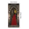 Blulu Halloween Castle Entrance Door Cover 34.8 x 78 Inches Castle Door Backdrop Decoration Medieval Entrance Banner for Birthday Photo Vampire Halloween Party view 2