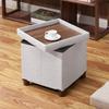 15 Inch Storage Ottoman with Wooden Legs - Cube Foot Rest Stool, Square Footstool, Comfortable Seat with Lid, Foldable Fabric Ottoman, Space-Saving White view 1