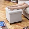 15 Inch Storage Ottoman with Wooden Legs - Cube Foot Rest Stool, Square Footstool, Comfortable Seat with Lid, Foldable Fabric Ottoman, Space-Saving White view 3