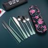 Travel Utensils,Reusable Silverware Set To Go Portable Cutlery Set with a Waterproof Carrying Case for Lunch Boxes Workplace Camping Picnic (GraGreen) view 3