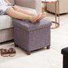 15 Inch Storage Ottoman with Wooden Legs - Cube Foot Rest Stool, Square Footstool, Comfortable Seat with Lid, Foldable Fabric Ottoman, Space-Saving Grey view 4