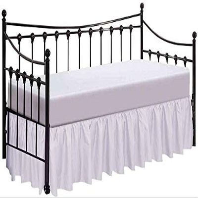 Rainbowlinens Luxury 600 Thread Count Egyptian Cotton White Color Gather Style Dust Ruffled Split Corner Bed Skirt for Day Beds with Three Side Coverage in Twin Size (39" x 75"+ 16" inch Drop)