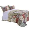 Benjara Eiger 3 Piece Fabric Queen Size Quilt Set with Jacobean Prints, Multicolor view 1