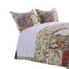 Benjara Eiger 3 Piece Fabric Queen Size Quilt Set with Jacobean Prints, Multicolor view 3