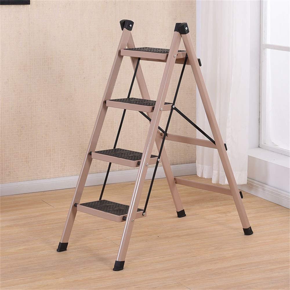 CGF-Stands Portable Step Ladder Folding Step Stool with Anti-Slip Wide Pedal, Sturdy Aluminum 4 Step Stool,Lightweight Folding Step Ladder for Adults Hold Up to 300lb