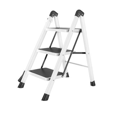 CGF-Stands 4 Step Safety Folding Step Stool Aluminum,Portable Folding Step Stool with Anti-Slip Mat,330lb Max Capacity, Ideal for Home/Kitchen/Garage White and Black