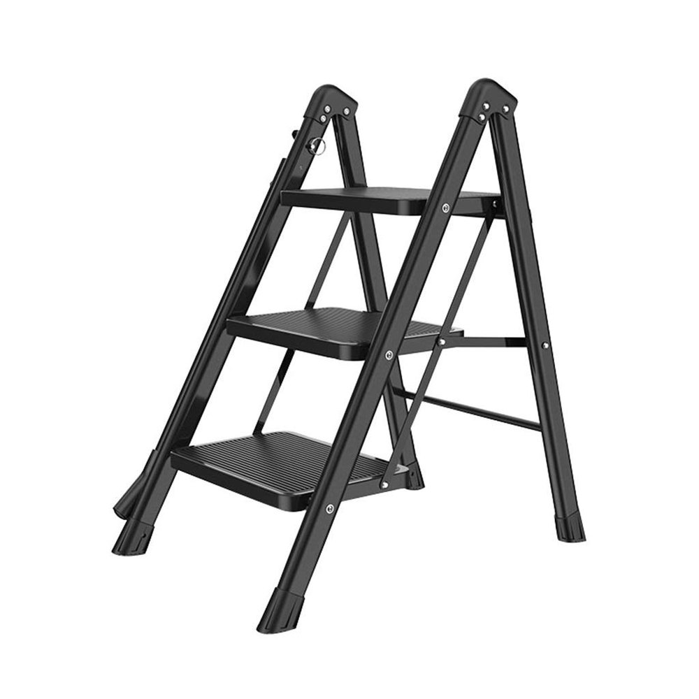 CGF-Stands 4 Step Safety Folding Step Stool Aluminum,Portable Folding Step Stool with Anti-Slip Mat,330lb Max Capacity, Ideal for Home/Kitchen/Garage White and Black