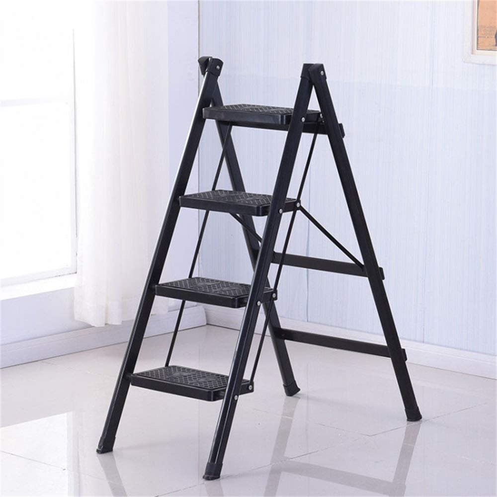CGF-Stands Portable Step Ladder Folding Step Stool with Anti-Slip Wide Pedal, Sturdy Aluminum 4 Step Stool,Lightweight Folding Step Ladder for Adults Hold Up to 300lb