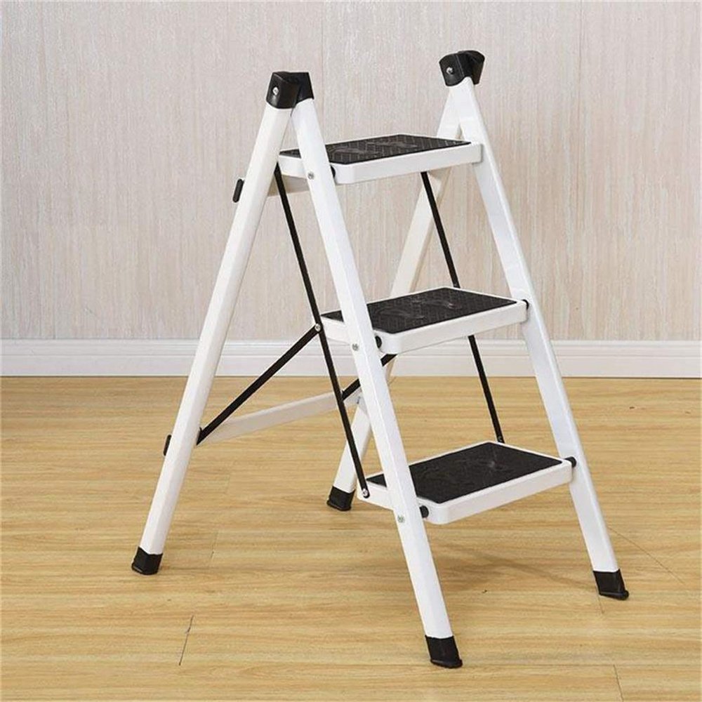 CGF-Stands Portable Step Stool Folding Step Stool Aluminum Stepladders with Handgrip Anti-Slip Sturdy and Wide Pedal Steel Ladder Hold Up to 330lbs 3 Step Stool