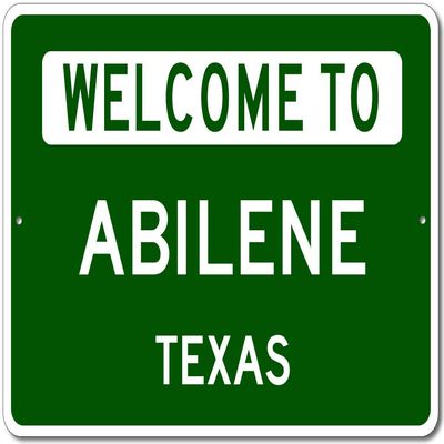 Abilene, Texas - Welcome to US City State Sign - Metal Street Sign, Man Cave Wall Decor, Personalized Idea, US City Welcome Sign - 10x14 inches