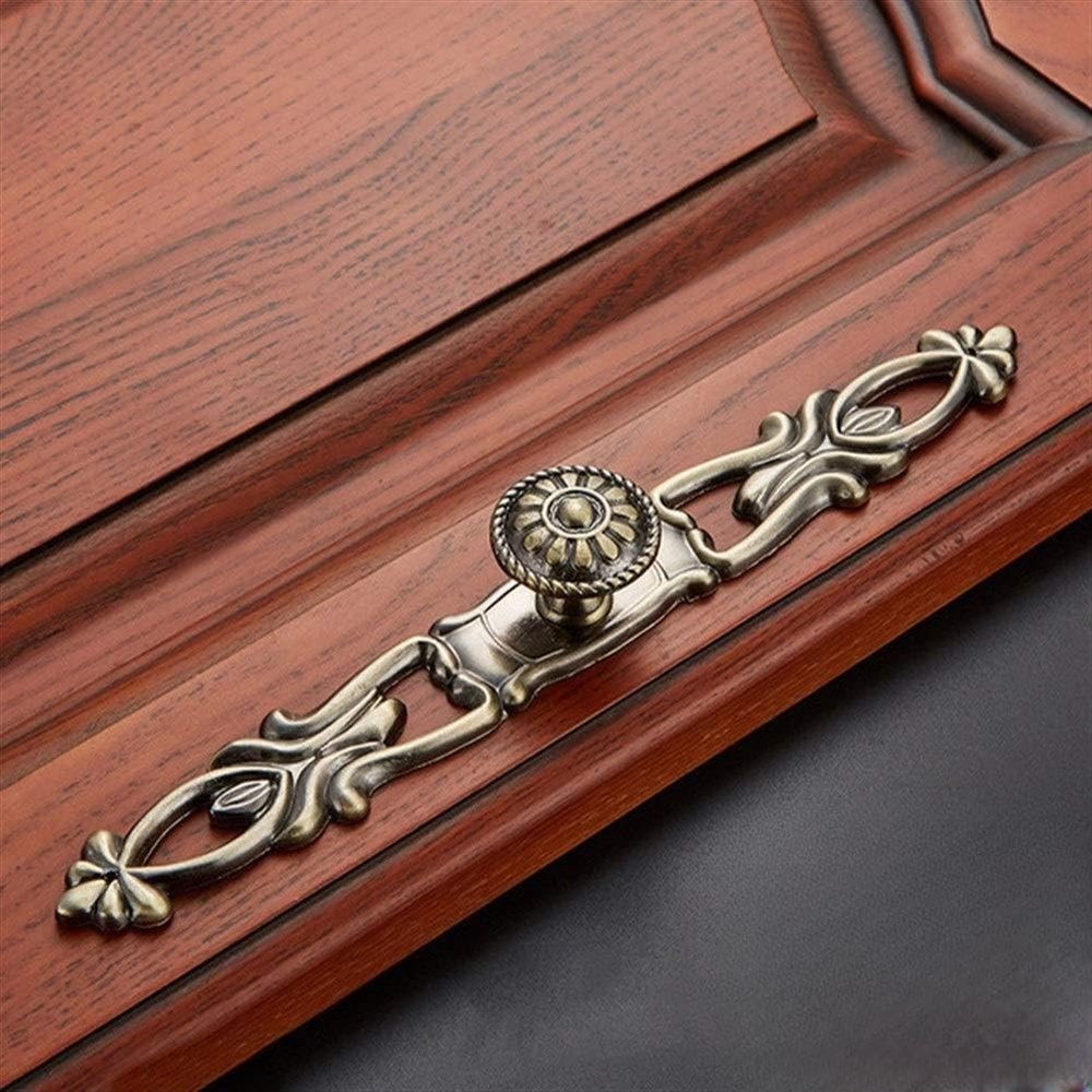 Geeyu Cabinet Handle 128, Antique Handle Knob Furniture Handle Kitchen Cabinet Handle Drawer Handle Pulls Zinc Alloy Cupboard Handles European Handles, Indoor Hardware (Color : 658B)