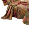 Benjara Kamet 3 Piece Fabric Queen Size Bedspread Set with Floral Prints, Multicolor view 3