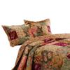 Benjara Kamet 3 Piece Fabric Queen Size Bedspread Set with Floral Prints, Multicolor view 4