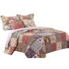 Benjara Chicago 5 Piece Fabric Queen Size Quilt Set with Jacobean Prints, Multicolor view 1