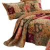 Benjara Kamet 3 Piece Fabric Queen Size Quilt Set with Floral Prints, Multicolor view 3