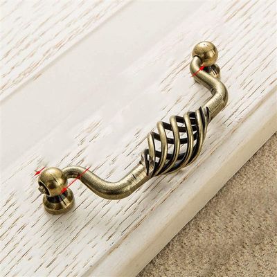 Geeyu Door Cabinet Handles, Hollow Out Birdcage Handles,Antique Bronze Cabinet Handles, Drawer Knobs,Wardrobe Door Pullers,Vintage Furniture Handle, Indoor Hardware (Color : 3201 96 Bronze)