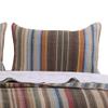 Benjara Phoenix Fabric 3 Piece Queen Size Quilt Set with Striped Prints, Multicolor view 3