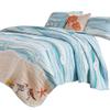 Benjara Maritsa Four Piece Twin Size Fabric Quilt Set with Coastal Prints, Blue view 3