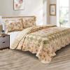 Benjara Denali 3 Piece Fabric King Size Quilt Set with Floral Prints, Multicolor view 2