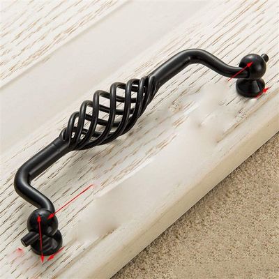 Geeyu Door Cabinet Handles, Hollow Out Birdcage Handles,Antique Bronze Cabinet Handles, Drawer Knobs,Wardrobe Door Pullers,Vintage Furniture Handle, Indoor Hardware (Color : 3201 128 Black)