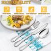 LIANYU Silverware Flatware Set for 10, 50-Piece Stainless Steel Cutlery Set with Pearled Edge, Fancy Eating Utensils Tableware Includes Knives Forks Spoons, Mirror Finished, Dishwasher Safe view 2