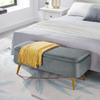 Ball & Cast Upholstered Velvet Storage Bench 44"W x 16"D x 18"H Grey,Golden Powder Coating Legs Set of 1 view 2
