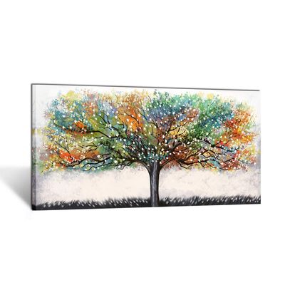 KREATIVE ARTS Large Living Room Wall Decor Abstract Canvas Wall Art Colorful Trees Landscape Painting Picture Giclee Print Framed Artwork Modern Home Bedroom Wall Decoration Ready to Hang 20x40inch