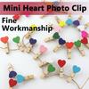 AKOAK 50 Pcs Color Wood Clothespin, Mini Natural Heart-Shaped Wood Craft Clip, Photo DIY, Christmas/Wedding/School Arts and Crafts/Home Decor Photo Clip view 2