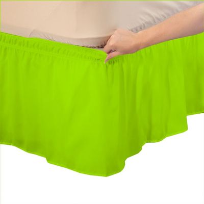 Amuze Bedding Eay Fit Elastic Wrap Around Ruffled Bed Skirt Recron 600 Thread Count(Parrot Green, King XL, Drop Length 20 Inches)