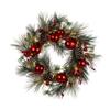 Glitzhome Rustic Farmhouse Decorations Wooden Window Frame with LED Pre-Lit Pinecone & Ornament Decorative Wreath for Xmas Festival Celebration Front Door Wall Window Party Decor view 3
