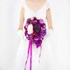 Abbie Home Wedding Bouquet Bride Bridal Holding Bouquet, Handmade Purple Rose Peony Flower Bouquet with Lace and Ribbon for Wedding Party Home Decor view 4