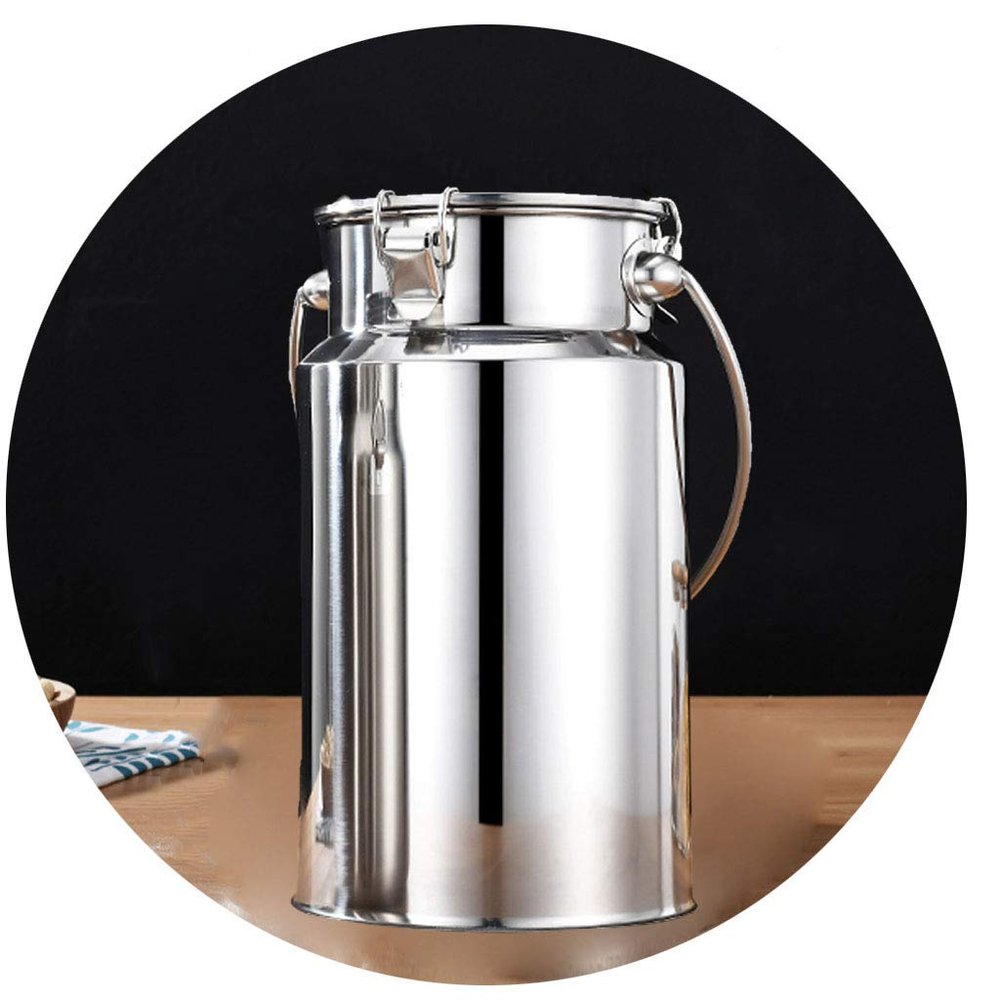 304 Stainless Steel Milk can Milk Bucket Wine Pail Bucket Tote Jug W/Sealed Lid Labor Saving Handle Stable Bottom for Milk and Wine Liquid Storage