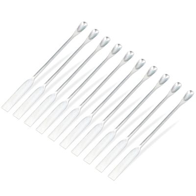 AAProTools 10PK Spatula Spoons, 7" - Stainless Steel, Polished - One 0.3" Flat End, One 0.5" Scoop End